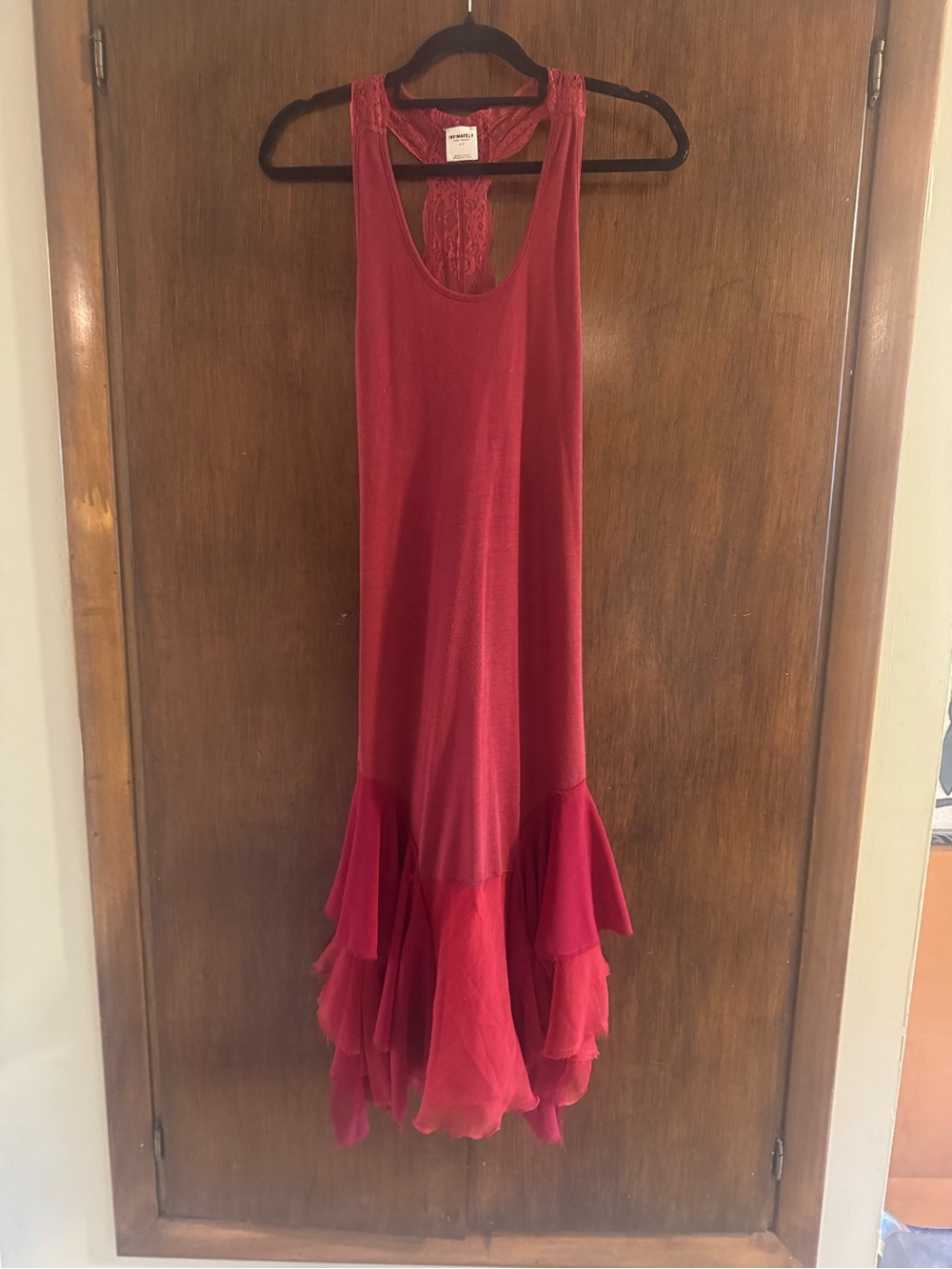 Free People Intimately "Young And In Love" Mini Slip Dress Racerback Ruffle Hem